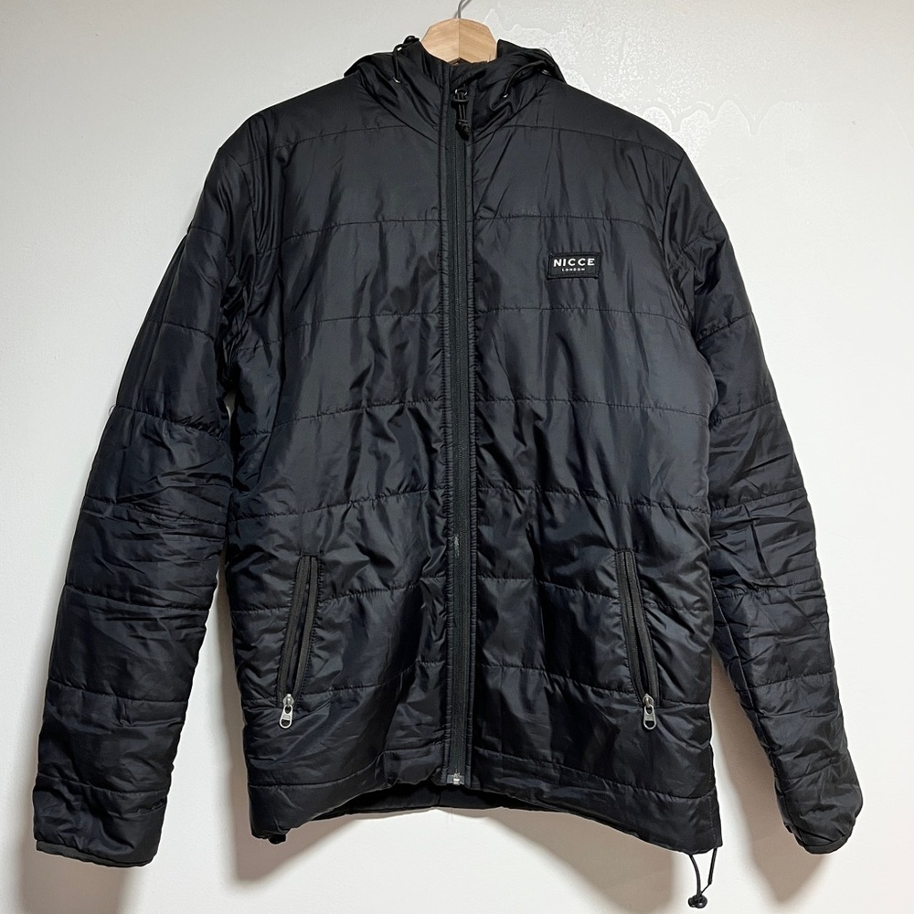 NICCE London Black Hooded Puffer Jacket - Size S